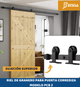 herraje para puerta corrediza pcb2 negro, riel de granero