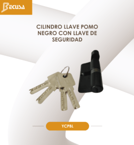 cilindro de seguridad llave pomo negro