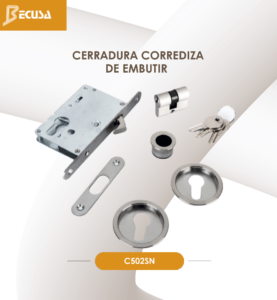 CERRADURA CORREDIZA C502 REDONDA CON LLAVE BECUSA
