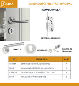 CERRADURA PUERTA PRINCIPAL CON MANILLA REDONDA