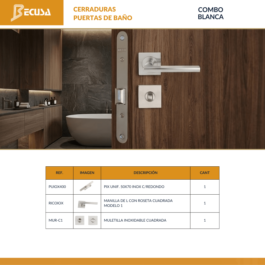 COMBO BLANCA CERRADURAS PARA PUERTAS DE BAÑO