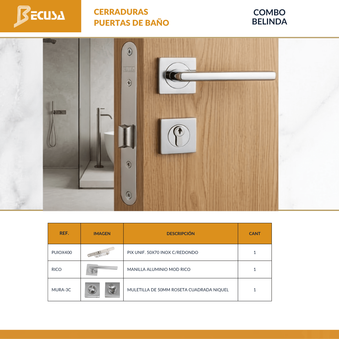 COMBO BELINDA CERRADURAS PARA PUERTAS DE BAÑO