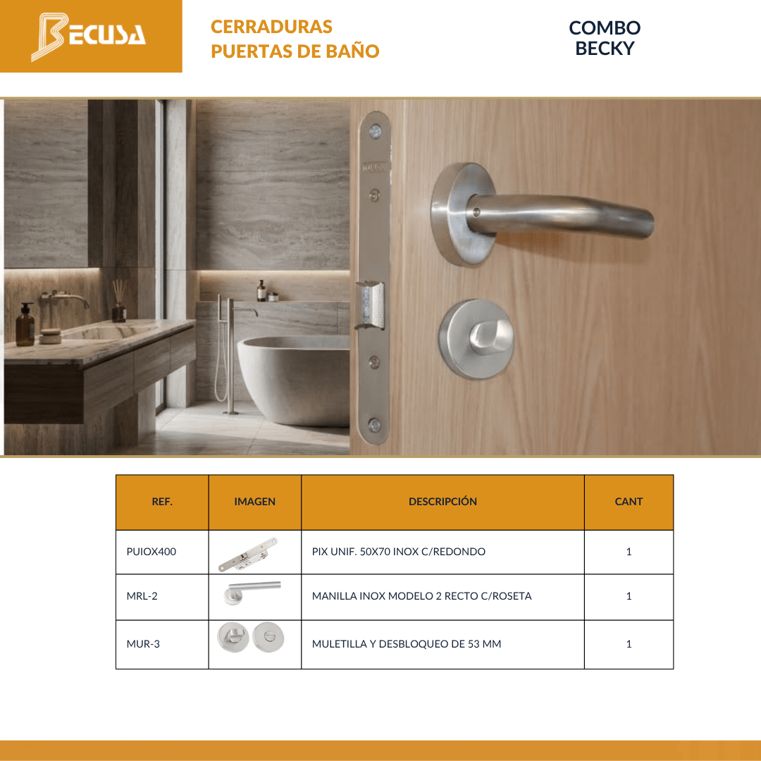 COMBO BECKY CERRADURAS PARA PUERTAS DE BAÑO