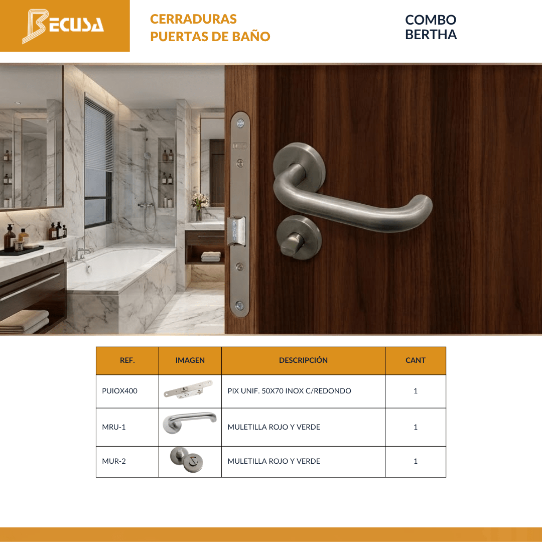 COMBO BERTHA CERRADURAS PARA PUERTAS DE BAÑO