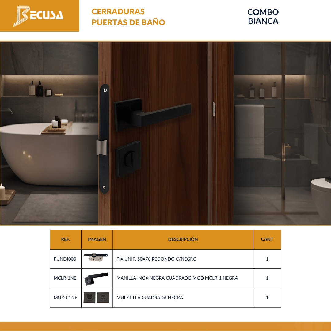 COMBO BIANCA CERRADURAS PARA PUERTAS DE BAÑO