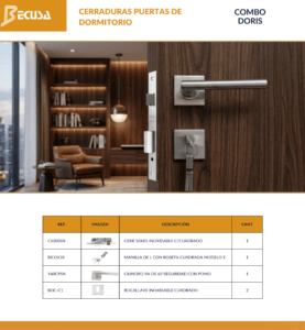 COMBO DORIS CERRADURA PARA PUERTA DE DORMITORIO
