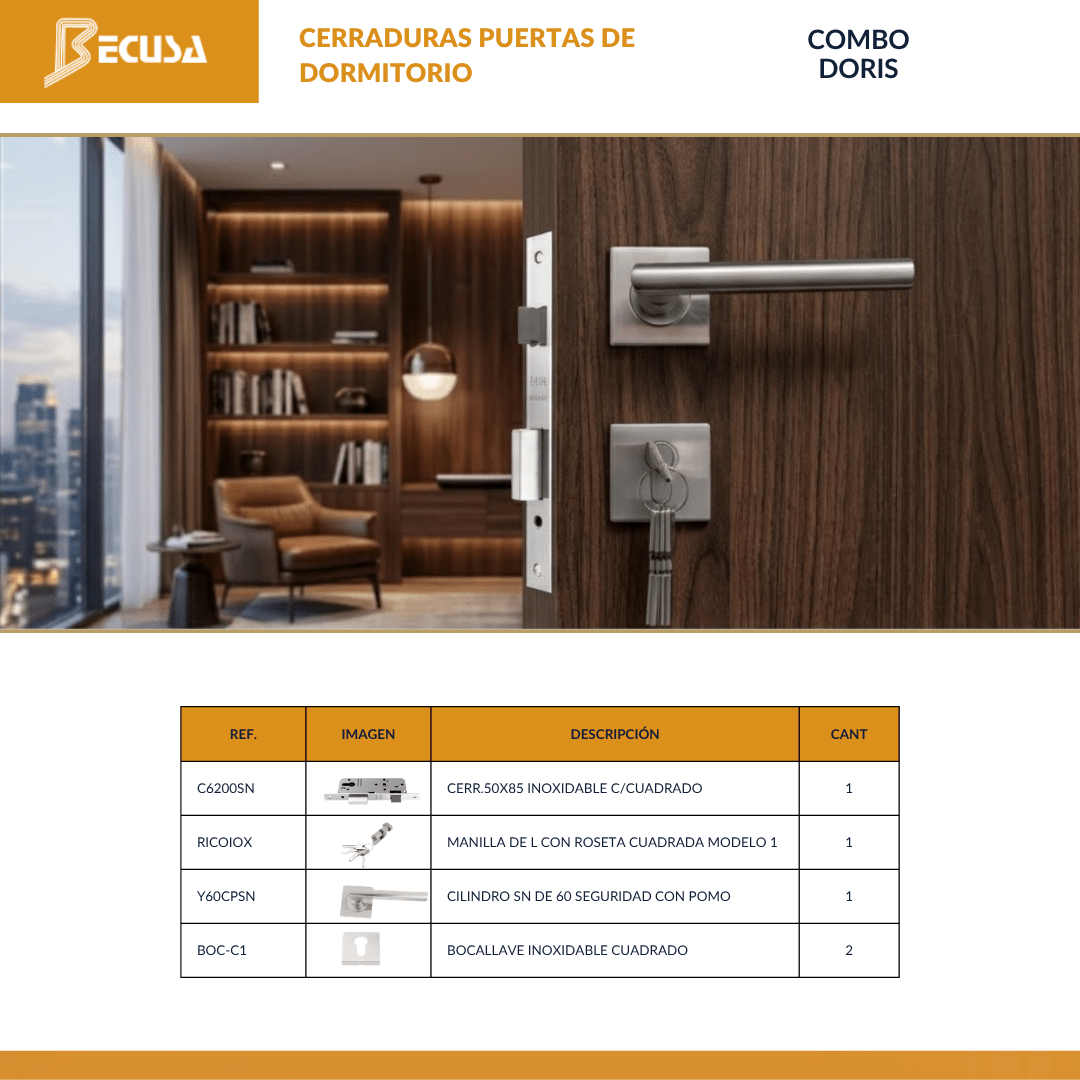 COMBO DORIS CERRADURA PARA PUERTA DE DORMITORIO