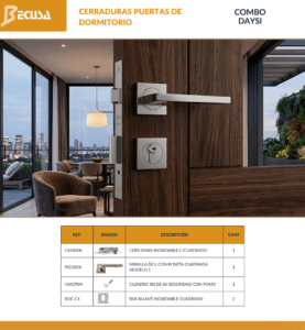 COMBO DAYSI CERRADURA PARA PUERTA DE DORMITORIO