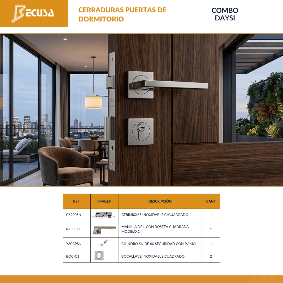 COMBO DAYSI CERRADURA PARA PUERTA DE DORMITORIO