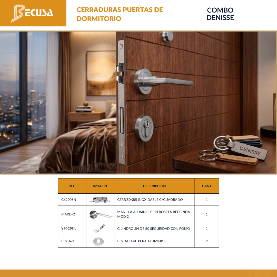 COMBO DENISSE CERRADURA PARA PUERTA DE DORMITORIO