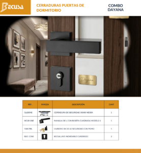 COMBO DAYANA BLACK CERRADURA PARA PUERTA DE DORMITORIO