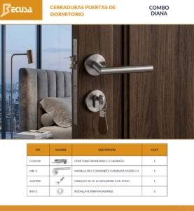 COMBO DIANA CERRADURA PARA PUERTA DE DORMITORIO