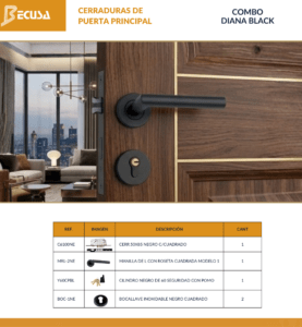 COMBO DANIELA BLACK CERRADURA PARAPUERTA DE DORMITORIO