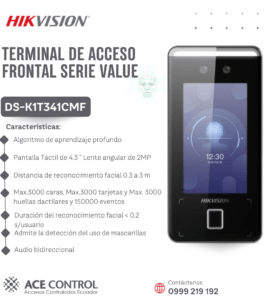 biometrcio DS-K1T341CMF, 3000 rostros